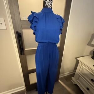 Elegant Blue Ruffle Jumpsuit